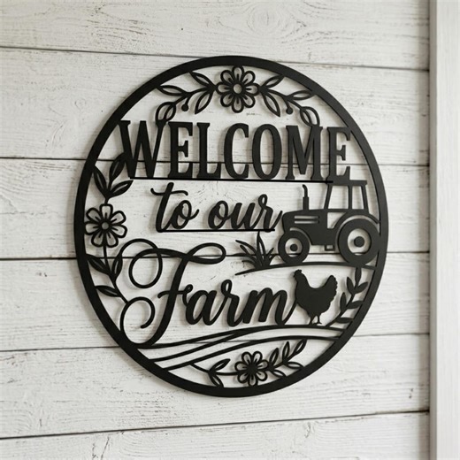 Welcome to Our Farm Metal Sign, Farmhouse Wall Decor, Floral Farm Sign, Country Home Decor, Wall Art - Etsy