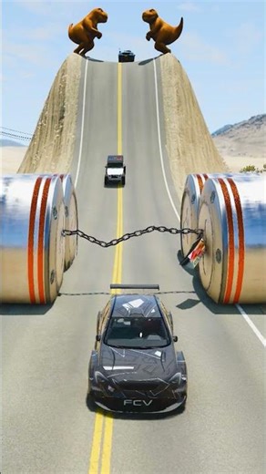 School Bus & Cars vs Hydraulic Chained Crush BeamNG.Drive