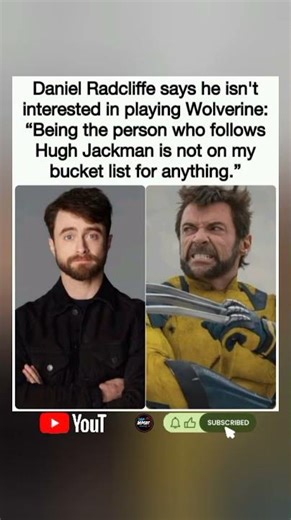 🦸‍♂️😅Daniel Radcliffe on Playing Wolverine:"Following Hugh Jackman? #fyp #shorts