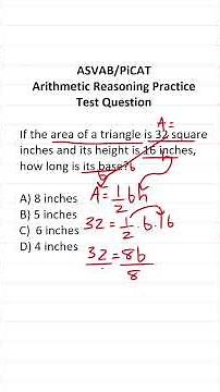 ASVAB/PiCAT Arithmetic Reasoning Practice Test Q: Area of a Triangle #acetheasvab w #grammarhero