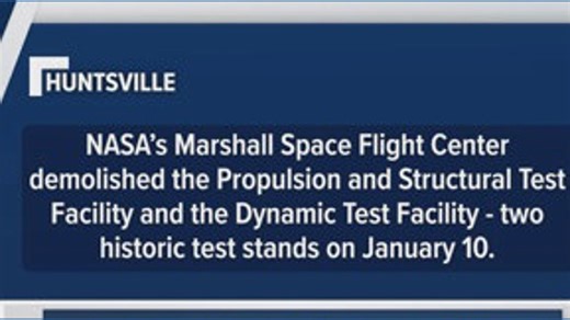 NASA’s Marshall Space Flight Center demolished the Propulsion and Structural Test Facility and the Dynamic Test Facility, two historic test stands, on January 10. | FOX54 News Huntsville