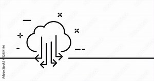 Cloud storage. Internet, data transfer, arrows, exchange, send, store, download, upload, user. Information concept. One line drawing animation. Motion design. Animated technology logo. Video 4K