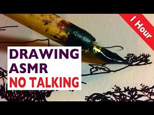 ASMR DRAWING SOUNDS Landscape on paper - No talking