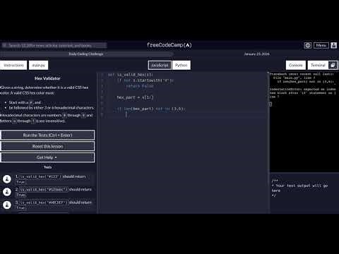FreeCodeCamp - Daily Challenge - Python - Hex Validator - January 23, 2026
