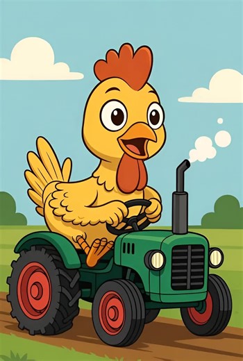 Adorable Cartoon Tractor Driver Adventure