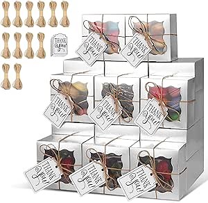 KPOSIYA 120 Pcs Silver Bakery Boxes with Window Individual Cupcake Boxes 4x4x2.5 Inches Cookie Boxes Kraft Paper Silver Gift Box for Pastries, Cookies, Pie, Donuts, Macaroon