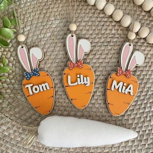 Personalized Carrot Easter Basket Tags for Kids- Easter Basket Tag, Custom Bunny Tag, Personalized Easter Tag, Wood Carrot Tag, Spring Gifts - Etsy