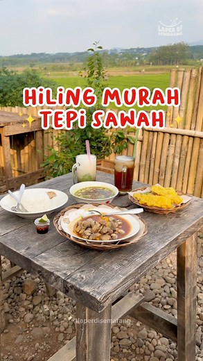 KULINER SEMARANG on Instagram: "📌HILING MURAH TEPI SAWAH DI SEMARANG GAISS‼️🤩 Gaiss aku mau kasi rekomendasi tempat hiling murah dan enak view sawahh🤩 Namanya @cendol_wolu Tempate enak bgt samping sawah persis dan harga makanane terjangkau bangett👍 Rasa makanane juga enak” pokoke kalian kudu coba gaiss🚀 Wes Ra Sah Kesuen Ndang Laz Lez Jajal Wae‼️🚀🚀 . CENDOL WOLU———- - Kerang Dara 💴: Rp 20.000,- - Nasi Gule Sapi 💴: Rp 15.000,- - Mendoan 💴: Rp 5000,- - Es Cendol 💴: Rp 5000,- 📍: Jl. Duw
