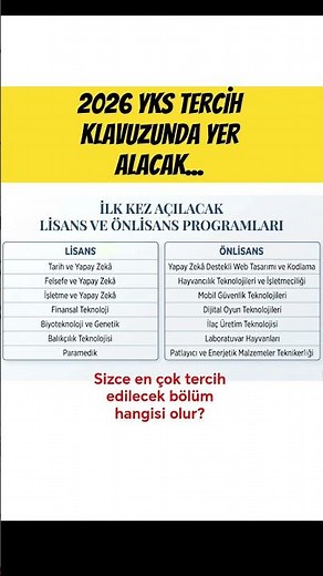 New University Departments Opening for the First Time in the 2026 YKS Preference Guide🤓 📚