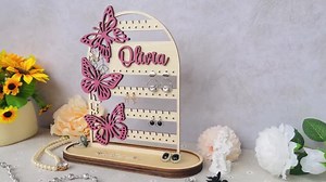 Personalized Wood Earring Holder: Butterfly Jewelry Organizer - Etsy
