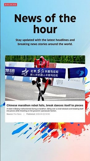 Breaking News: Chinese marathon robot falls, break dances itself to pieces #Breaking
