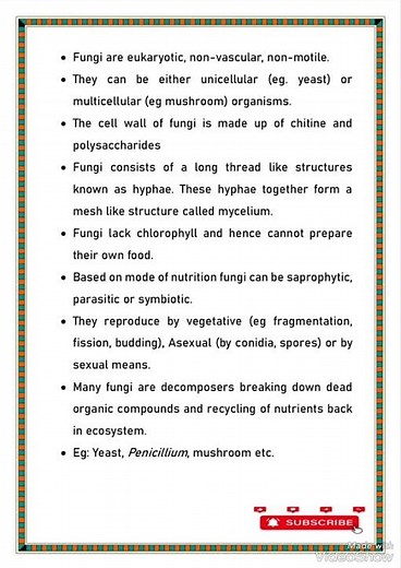General characteristics of fungi