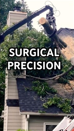 Arborist. How Professionals Handle a Massive Tree on a Roof #Shorts #TreeRemoval #Arborist #Crane