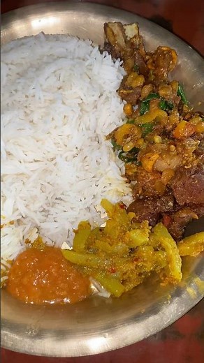 Yummy pork rice with green veggies 🥬 #shortvideo #shortsvideo #shorts #short #nepalifood #reels