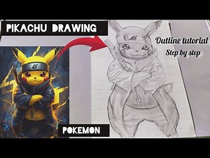 Pikachu drawing outline tutorial||Pokemon||Pikachu drawing step by step