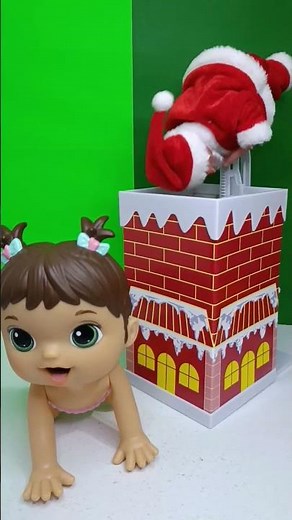 super cool Santa Claus climbing the ladder