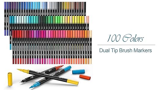 100 Color Markers for Adult Coloring