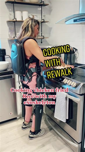 Cooking and standing tall #learnontiktok #exoskeleton #tiktokdisability #cookingtiktok