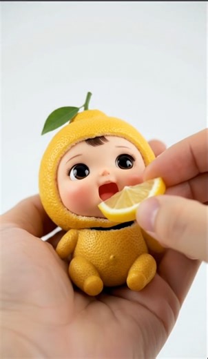 “Ultra-Realistic Lemon Baby ASMR Eating | Cute Miniature Fruit Character in 8K Macro” #shorts #asmr