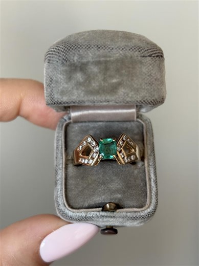 Vintage Emerald & Channel Set Diamond Ring 14k Sz 7.25 - Etsy