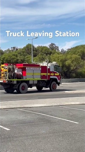 Fire Truck Leaving Warnbro fire station to fight spotfire.