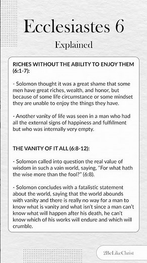 Ecclesiastes 6 - Bible Study in 1 Minute