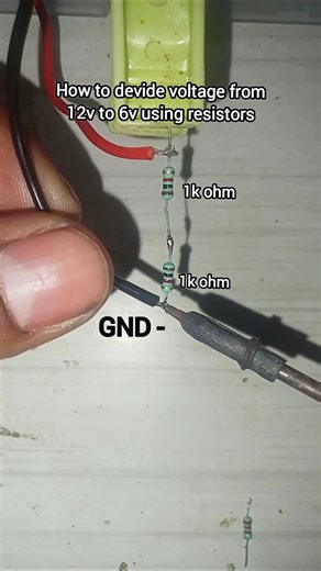 How to devide voltage from 12v to 6v using resistors #electroniccircuits