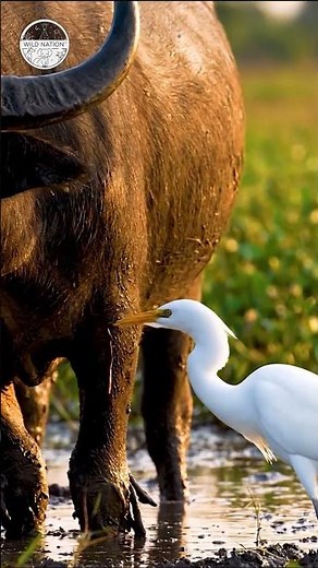 🐃 Cattle Egret Saves Water Buffalo From leeches! 😱🐦 (Nature's Miracle) #animals #wildlife #nature