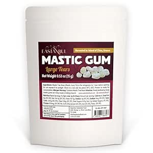 Eastanbul Mastic Gum Chewing Gum, 0.53oz(15g) Mastic Chewing Mewing for Jawline, Large Sized Natural Tears of Chios, Sugar Free, Natural in Resealable Bag Chios Mastiha Greco, Greek Mewing Jawline