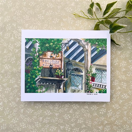 Kiki's Home Cottage Print | Wall Decoration | Studio Ghibli Anime Lovers | Landscape Cozy Watercolor Art | Witchy Whimsical Aesthetic - Etsy UK