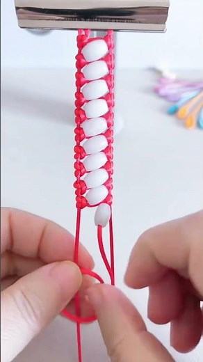 this is how to make a bracelet using string and beads #bracelet #string #beads #shorts
