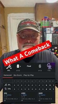 Braves down by six points come back to win the game against the Colorado Rockies 8 to 6.