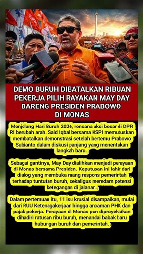SYARIKAT BURUH BATAL DEMO DAN PILIH BARENG PRABOWO DI MONAS #shorts #youtubeshorts #shortvideo