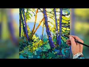 How to Paint Sunlit Forest & Backlighting Effects | Woodland Landscape Tutorial | Acrylics