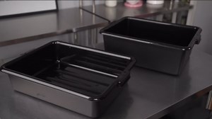 Restaurantware TUB ONLY: RW Clean 22 Inch x 15.7 Inch Bus Tub 1 Deep Bus Box - Lid Sold Separately With Handles Black Plastic Restaurant Tub Heavy-Duty For Kitchen Organization
