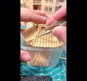 Toothpick art: Artist builds a miniature house using bamboo toothpicks