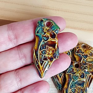 Handmade Porcelain Daffodil Pendant, Botanical Necklace Charm of Ceramic - Etsy