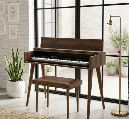 Walnut Wood Piano Stand, Minimalist Music Desk, 88 Key Keyboard Table - Etsy