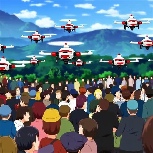 Swarm of Drones in a Crowd by Anime Sora