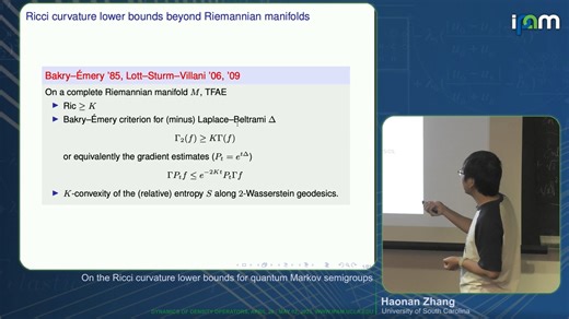 Haonan Zhang：On the Ricci curvature lower bounds for quantum Markov semigroups