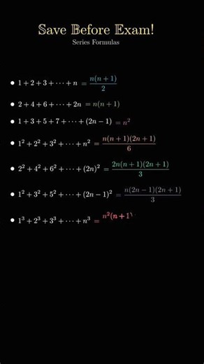 Important Series Formulas for Exams! 🔥 | Math Tricks #shorts