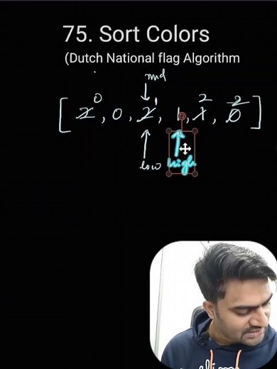 Sort 0's 1's and 2's | Dutch National flag | Leetcode 75- Sort Colors | JavaScript | 1 Pass Solution