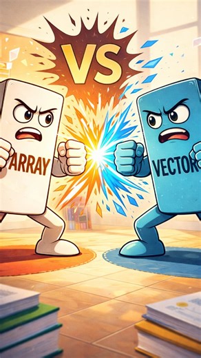 Yaswanth Reddy on Instagram: "Array Vs Vector in C++ 👇🏻👇🏻 📌 Array (Static Data Structure) 📦: 🔒 Fixed size – size cannot change once declared ⏱️ Faster access – stored in contiguous memory 🧠 Memory decided at compile time ❌ No built-in functions for insertion/deletion ⚠️ Overflow risk if you exceed size 💻 Best when size is known in advance 📌 Vector (Dynamic STL Container) 🧰: 🔄 Dynamic size – grows & shrinks automatically 🧠 Memory decided at runtime 🛠️ Built-in functions like push_ba