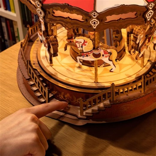 DIY Wooden Carousel Music Box Kit With LED Lights – 3D Puzzle Miniature Merry Go Round, Vintage Book Nook Decor Gift - Etsy UK