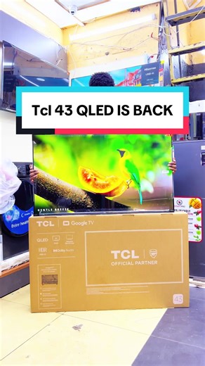 TCL 43″ QLED – Key Features: \tTCL 43″ QLED – Key Features (Short): \t•\tQLED vivid color \t•\tFull HD / 2K resolution \t•\tGoogle TV smart platform \t•\tDolby Audio sound \t•\tWi-Fi & Bluetooth \t•\tHDMI & USB ports \t•\tSlim design•\tQLED vivid color \t•\tFull HD / 2K resolution \t•\tGoogle TV smart platform \t•\tDolby Audio sound \t•\tWi-Fi & Bluetooth \t•\tHDMI & USB ports \t•\tSlim design #tcl #qled #tcl43inch #kenyantiktok🇰🇪 #foryou