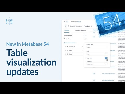 New in Metabase 54: Table visualization updates