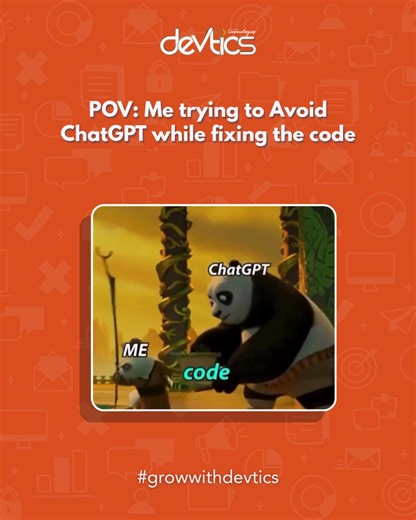 When you swear you’ll fix the bug yourself... but ChatGPT already has the perfect solution. #relatablefordevs . . . . . . . . . . . . . . . . . . . #CodingHumor #DeveloperLife #ProgrammerProblems #TechMeme #ChatGPT #CodeFix #SoftwareEngineer #Debugging #CodingStruggles #AIHelper #TechCommunity #DevsOnLinkedIn #CodingLife #TechTrends #FunnyTech | Devtics Technologies