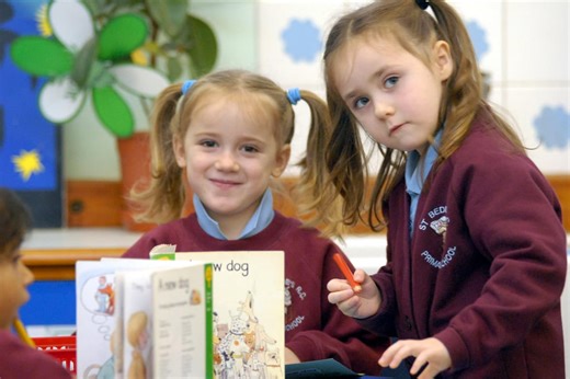 In their 20s now! These pupils at St Bede's in Jarrow