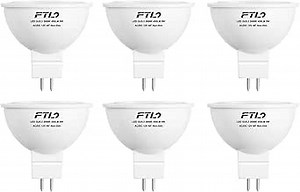 FTL MR16 LED 12V Low Voltage GU5.3 Bipin 50W Halogen Equivalent Bulb 3000K Warm White 5W 40 Degree Non Dimmable Spot Light for Track and Outdoor Landscape Lighting 6-Pack