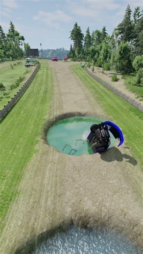 Big & Small Car vs Massive Pit water- BeamNG #beamngdrive #beamngdriveshorts #beamngexperiments